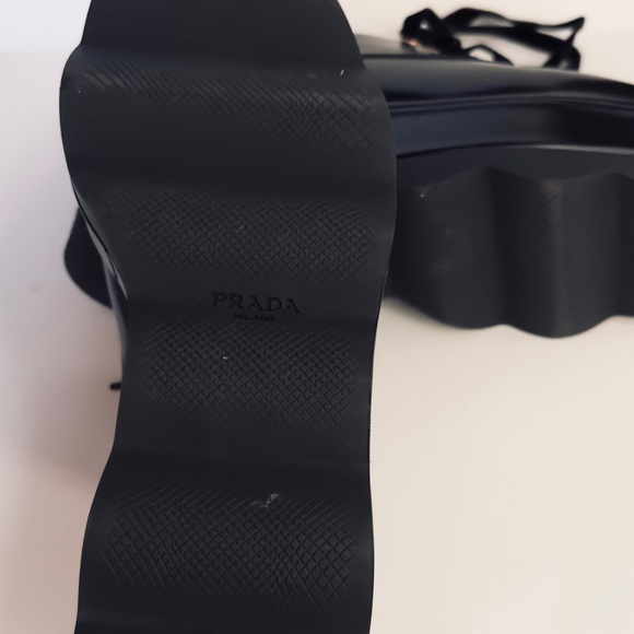 Prada black leather lace up wedge EUC - Picture 7 of 7